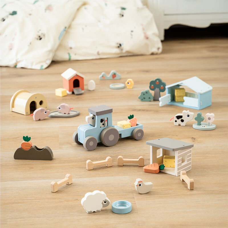 דרא | ערכת החוות השלימה | Tiny Farm Clucky + Sheepy + Dotti + Tractor + Pigee