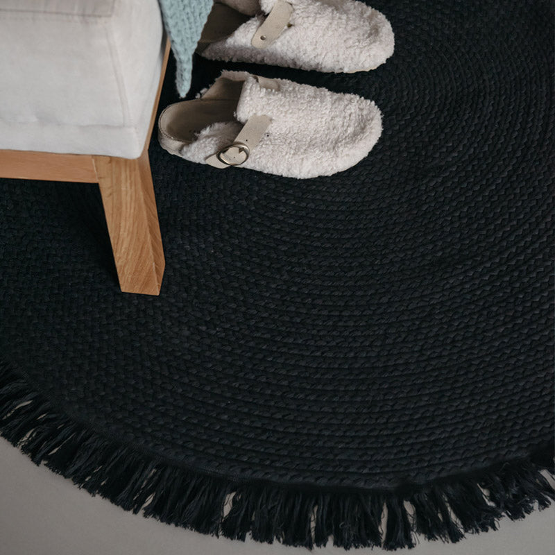 שטיח עגול מכותנה - שחור